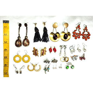 20 Pc Pierced Earrings Lot Pairs Mixed Modern Dangle Rhinestone Enamel Hoops Y2K